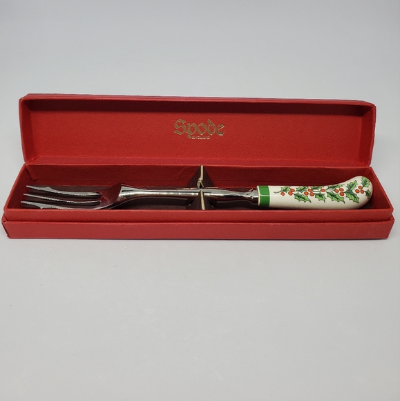 Spode CHRISTMAS TREE Pickle Fork Made In England Box Stainless Steel 7.5 Vtg. - Picture 2 of 15